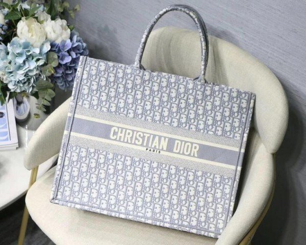 Dior  book tote bag premium quality with scarf&og box(gray)