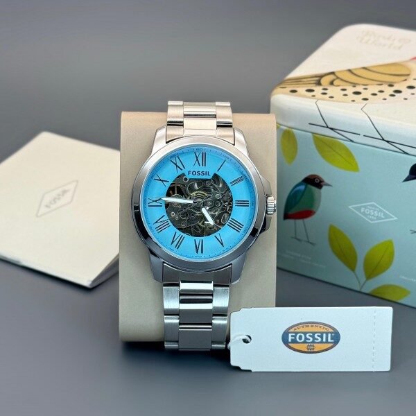 Fossi_l Flynn Automatic Silver-Skyblue