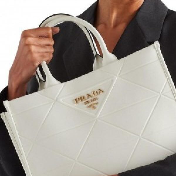 Prada leather symbole tote bag with dust cover