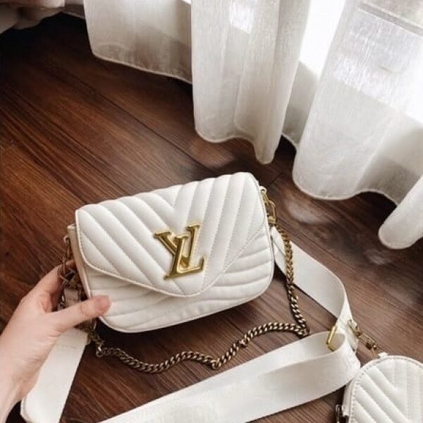 Louis Vuttion LV Multi Pochette Wave With Box & Dust Bag Pouch Sling Belt Sling Chain