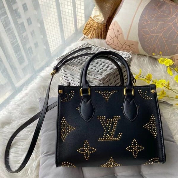 Louis Vuitton LV On The Go Premium Leather Tote Bag With OG Double Magnetic Box & Dust Bag & Carry Bag