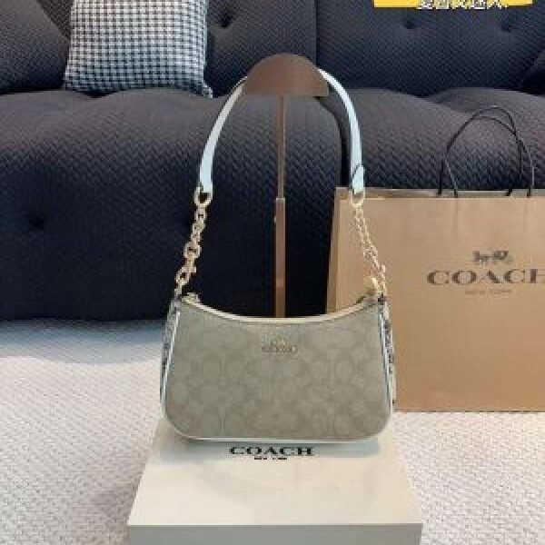 Coach teri shoulder bag in signature canvas bag with box